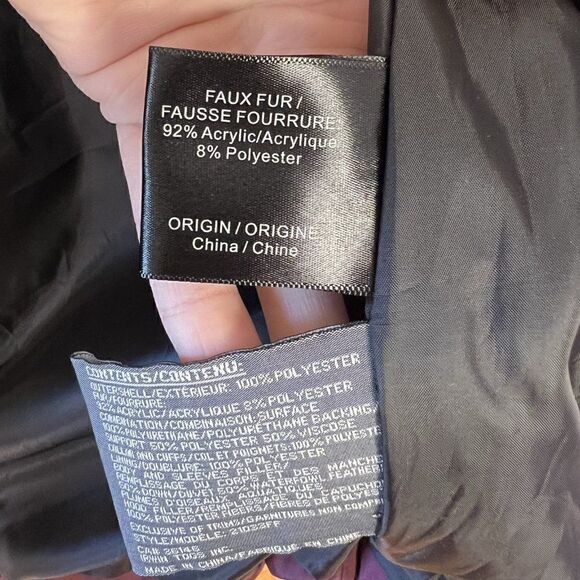 NEW Ellabee Burgundy Double Bib Down Parka with Faux Fur Hood - Picture 9 of 12